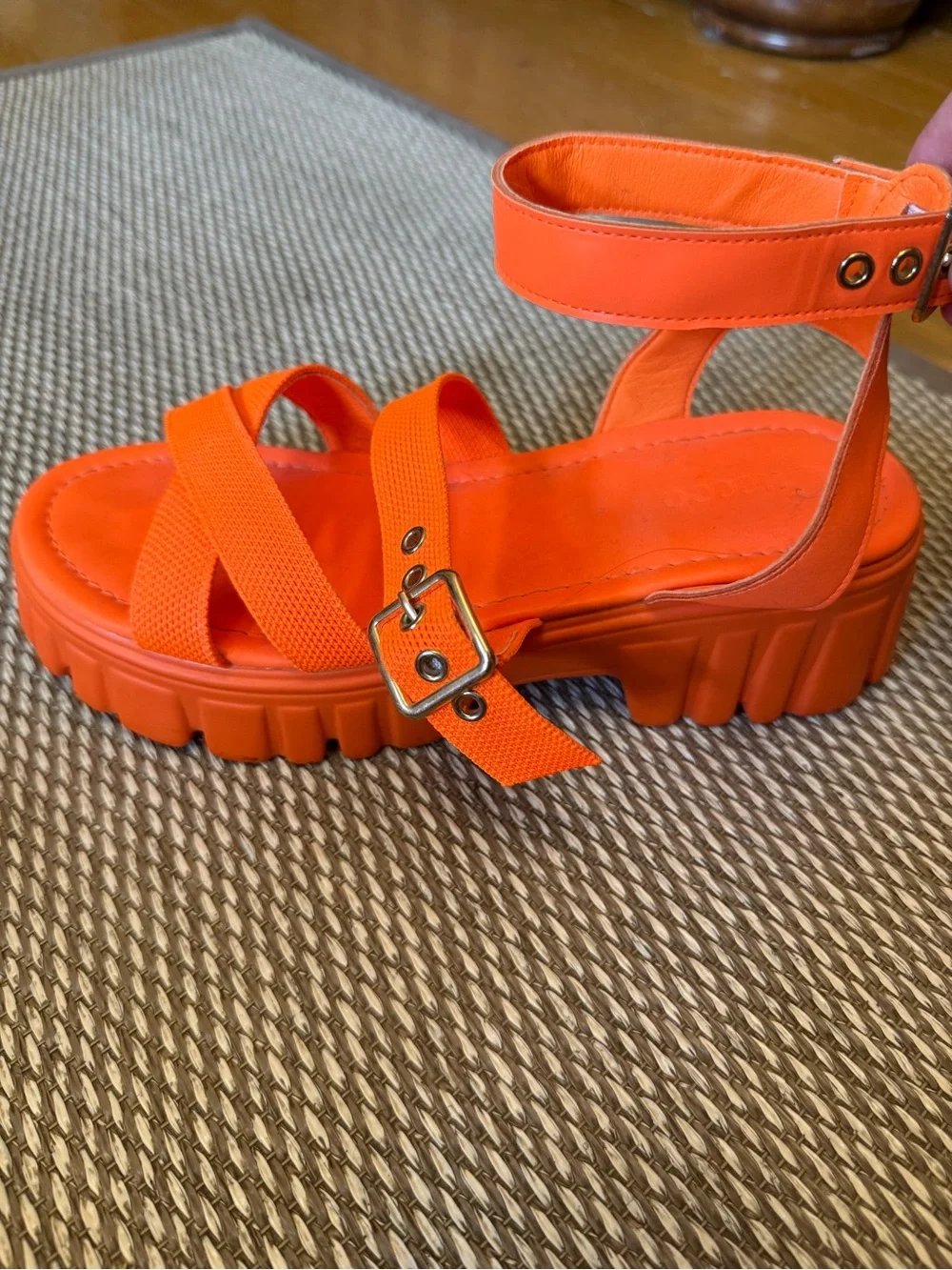 Bright Orange Platform Sandals